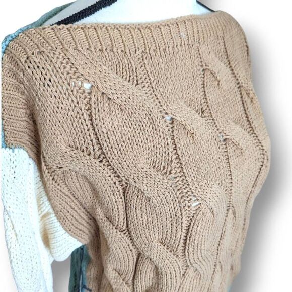 NWT Callahan Knitwear Colorblock Boatneck Knit Sweater Size Small - Picture 3 of 11